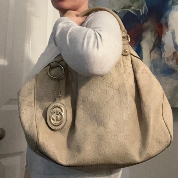 GUCCI Cream Leather Sukey Guccisima Tote Handbag 100% authentic guaranteed - Picture 15 of 17